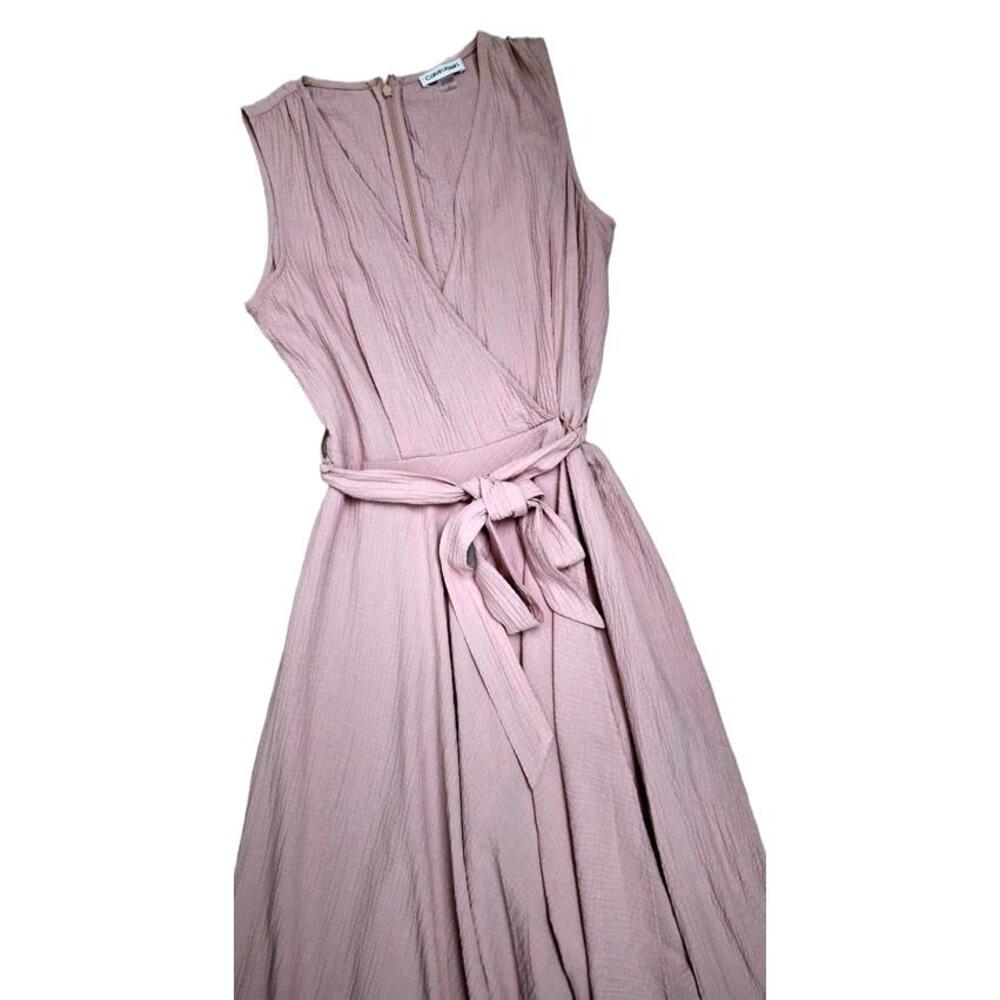 Sleeveless Mauve Wide-Leg Jumpsuit with Waist Tie - Picture 3 of 8